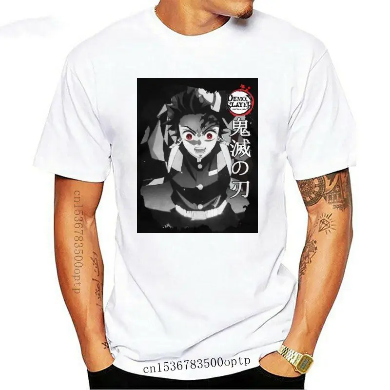 

Camiseta de algodón puro para hombre, camisa informal de Kamado Tanjirou, manga corta, Demon Slayer, Anime, cuello redondo, tall