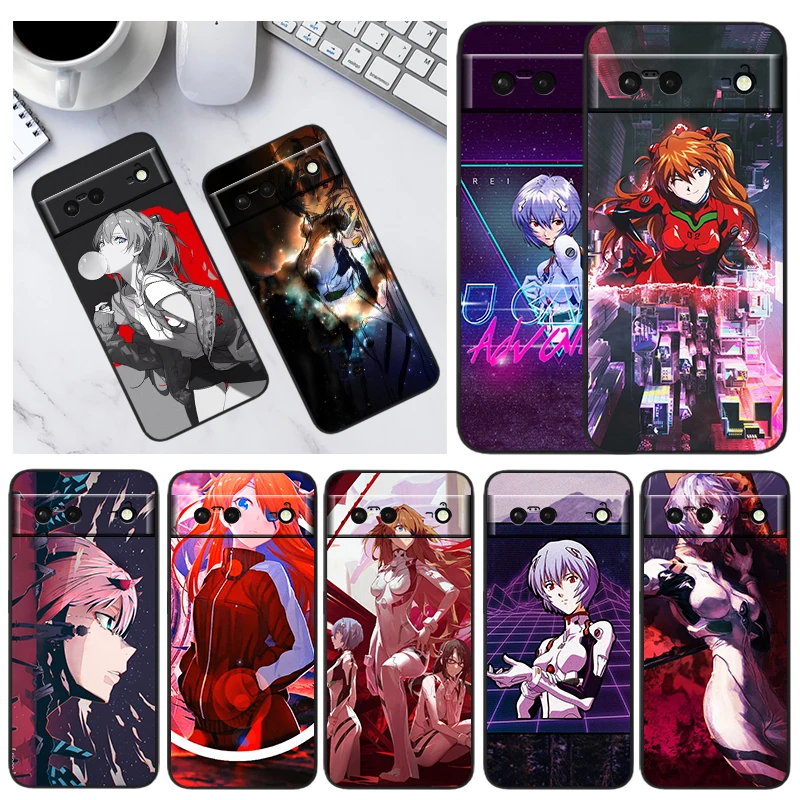 

Gril Evangelion EVA For Google Pixel 7 6 Pro 6A 5A 5 4 4A XL 5G Black Phone Case Shell Soft Silicone Fundas Coque Capa