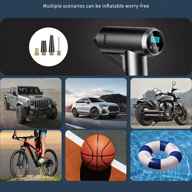 

Car Air Pump With LED Light Portable Car Tyre Inflator Real-Time Digital Screen Auto Air Compressor For Inflatable Boat Car