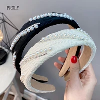 proly new fashion womens hair accessories pearls hairband casual sponge headband top quality headwear girls turban