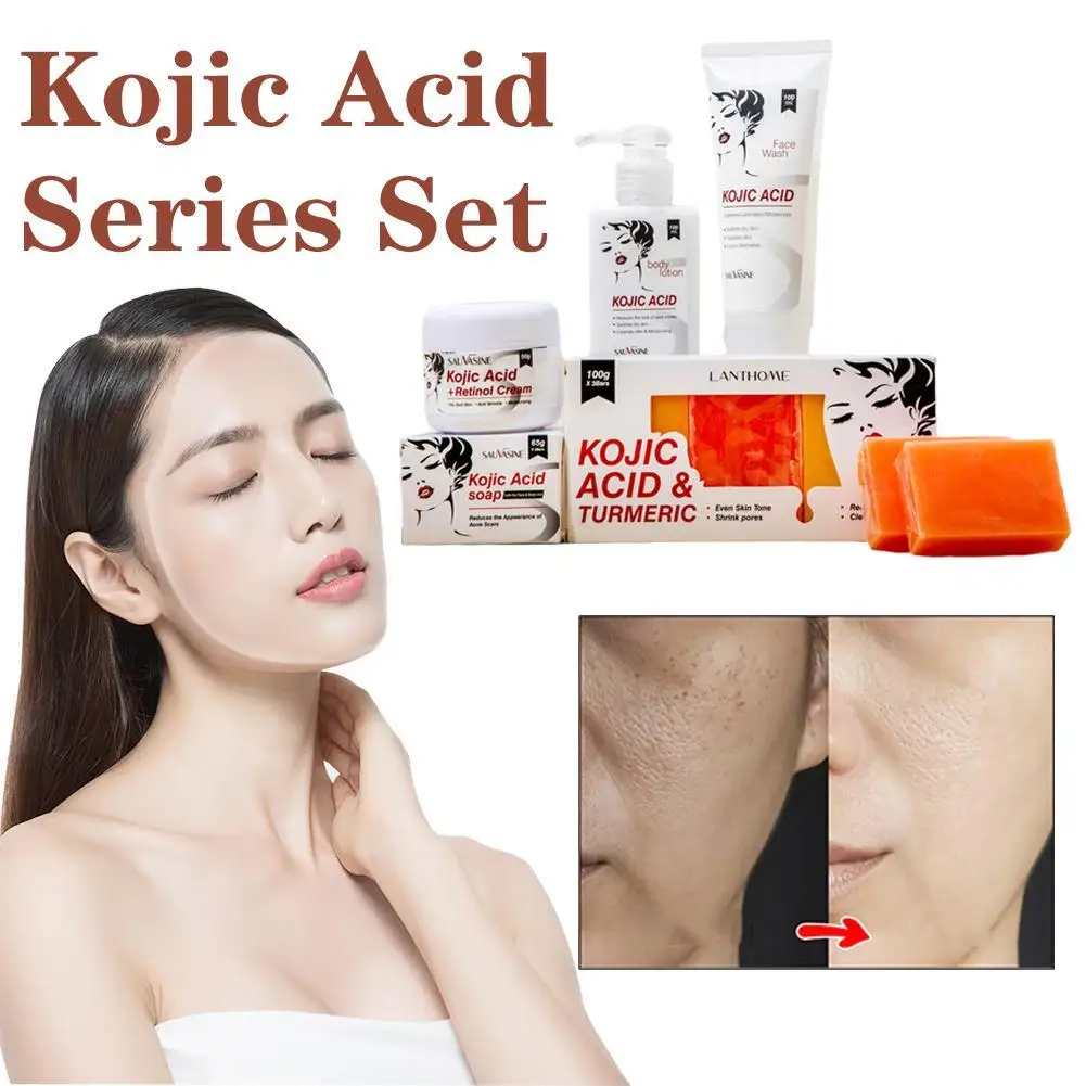 

Kojic Acid Kojie San Skin Lightening Soap Set Original Product Face Cream Body Lotion Facial Wash Whitening Anti Aging Acne Spot