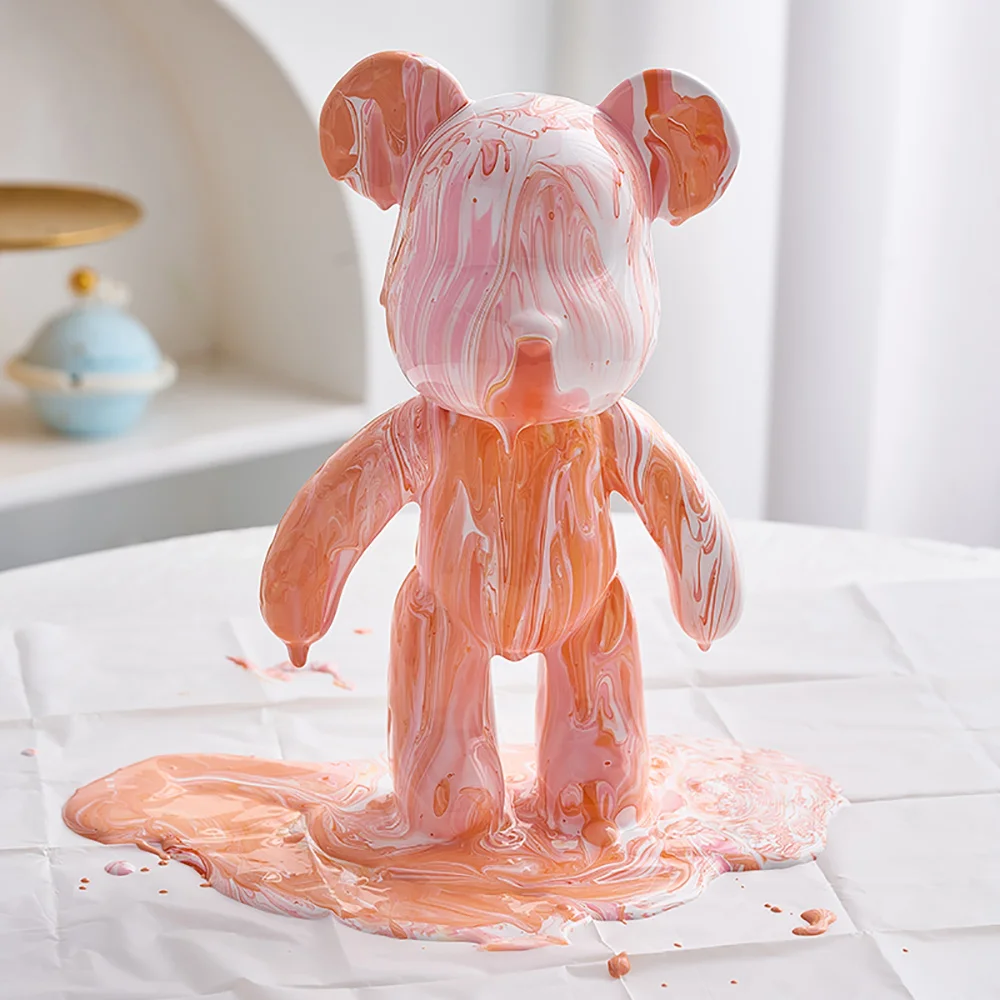 

Creative DIY Fluid Bear Sculpture Modern Home Living Room Decor Kawaii Room Decor Trend DIY Fluid Dyeing Bear Sculpture Gift