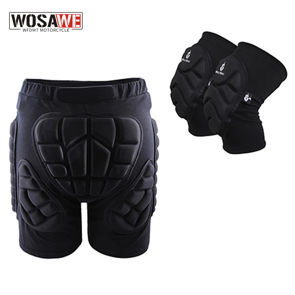 

WOSAWE Motorcycles Protective Gear Hip Pad + Knee Pads Ski Skateboard Snowboard Protection Resistance Roller Padded Shorts