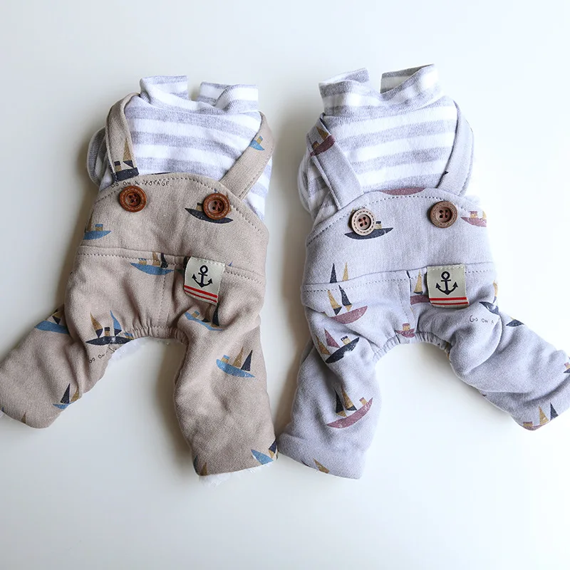 

Одежда для собак и домашних животных, полосатые парусные комбинезоны для собак, одежда для кошек, маленькая милая зимняя бархатная теплая к...