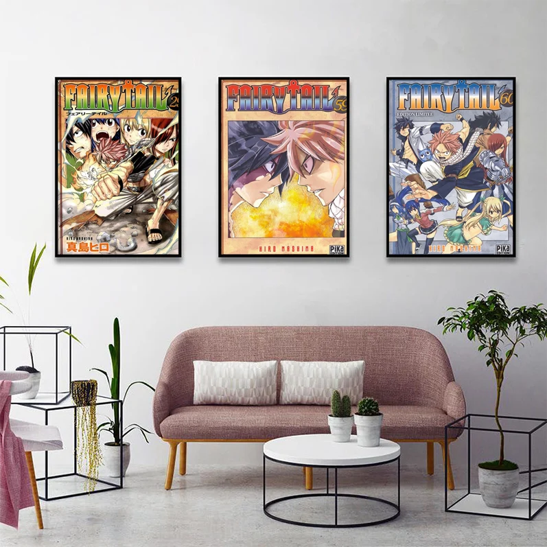 

Anime Fairy Tail Movie Sticky Posters Decoracion Painting Wall Art White Kraft Paper Aesthetic Art Wall Painting