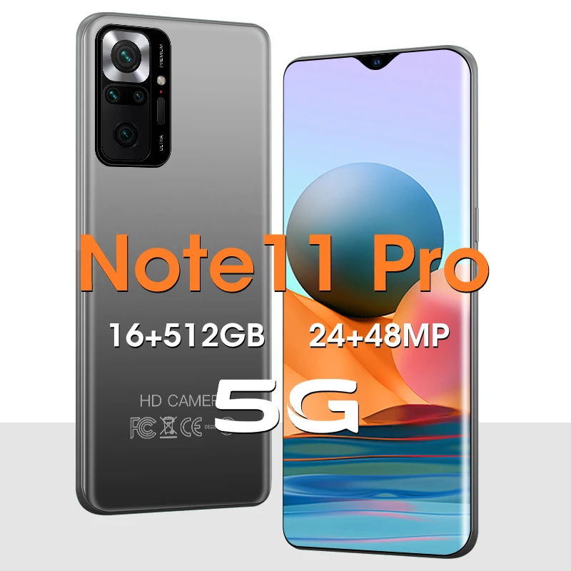 

2022 Note 11 Pro Global Version 6.8 inch Smartphone 16+512GB cellphone 48MP Mobile Phones 5G Network Unlocked Smartphone celular