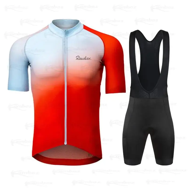 Raudax New Summer Cycling Jersey Set Breathable Team Bicycle Jersey Cycling Clothing Bib Shorts Suits Bike Wear Jersey Triathlon