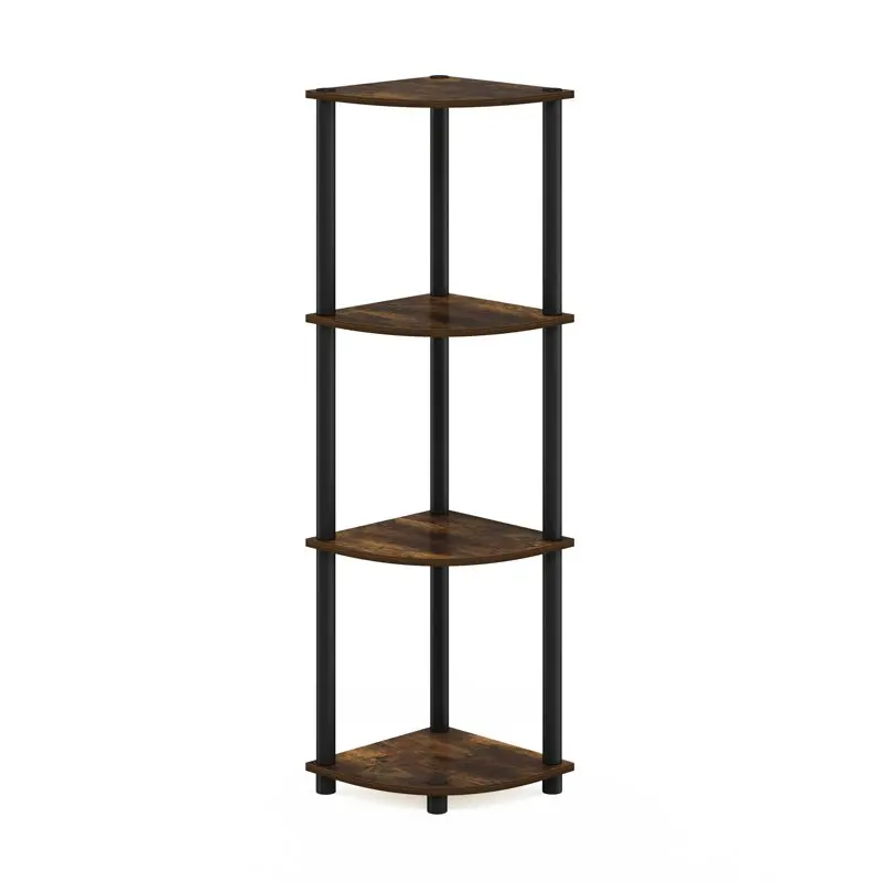 

Turn-N-Tube 4-Tier Corner Display Rack Multipurpose Shelving Unit, Amber Pine/Black