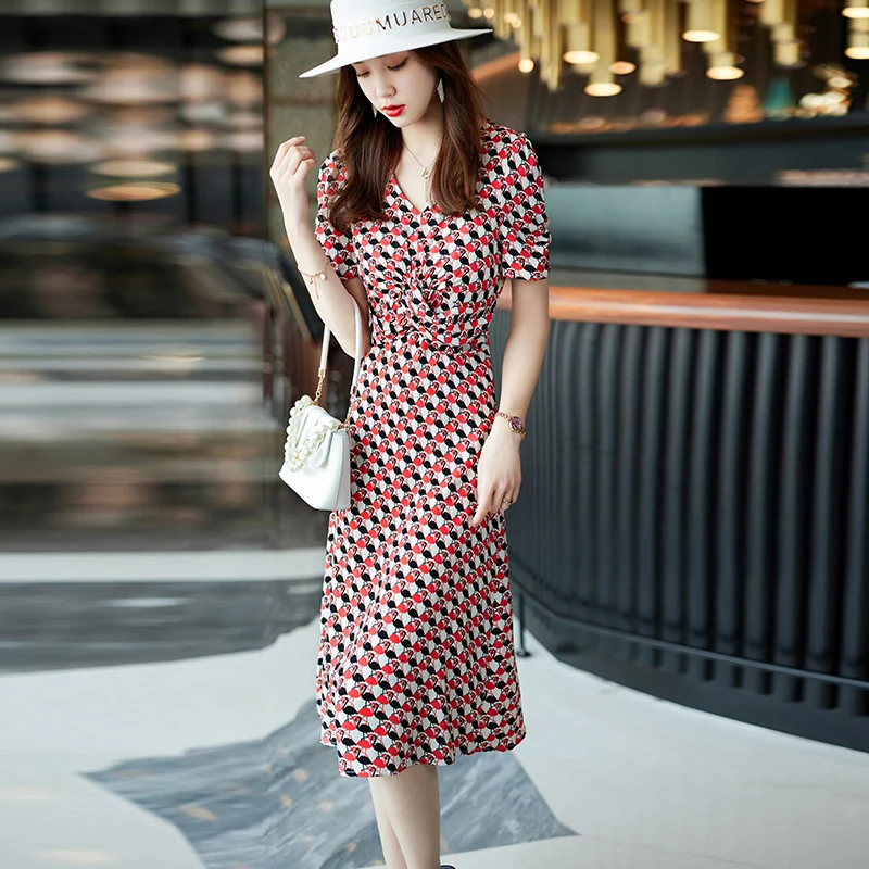 

Spring And Summer Korean Style Fashionable Printed Dress Mid-Length Slim-Fit Suspender Dress Graceful Beach Skirt