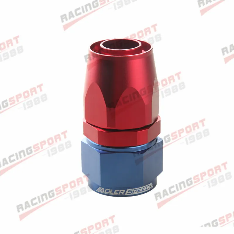 

AN16 AN-16 Straight Hose End Fitting Adapter Swivel Oil Fuel Aluminum Red/Blue