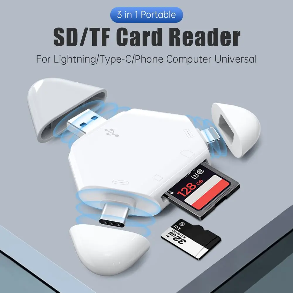 3 в 1 Многофункциональный магнитный USB 0 2 высокоскоростной OTG адаптер для SD TF