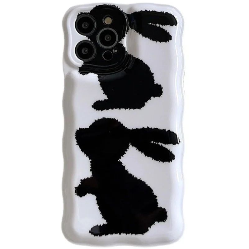 

Korea Cute Rabbit Love Heart Bracelet Chain Wavey Phone Case For iPhone 13 12 11 Pro XS Max X XR Creative Shockproof Soft Cover