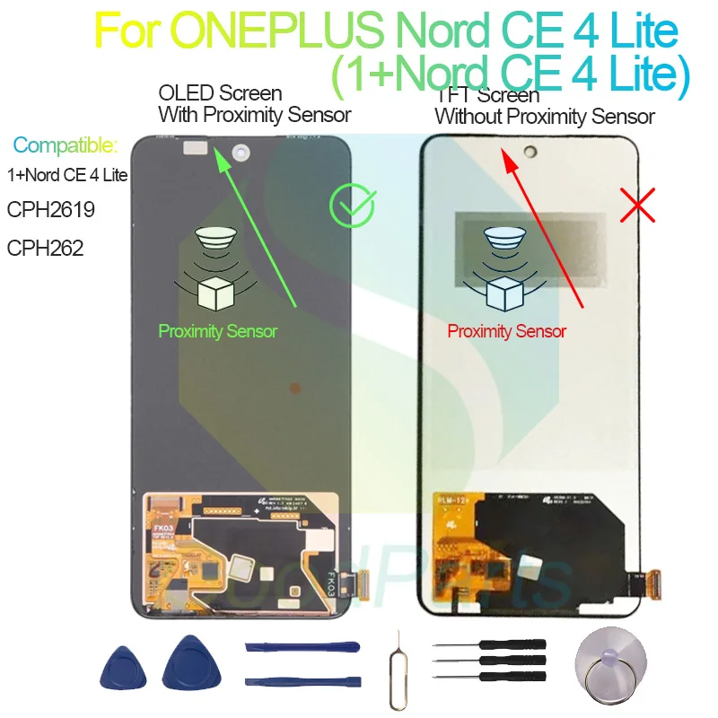 Быстрая доставка: Дисплей LCD с сенсорной панелью для ONEPLUS Nord CE 4 Lite (1+Nord CE 4 Lite, CPH2619, CPH262) (art.: 3920d935e4841) - 3920d935e4841