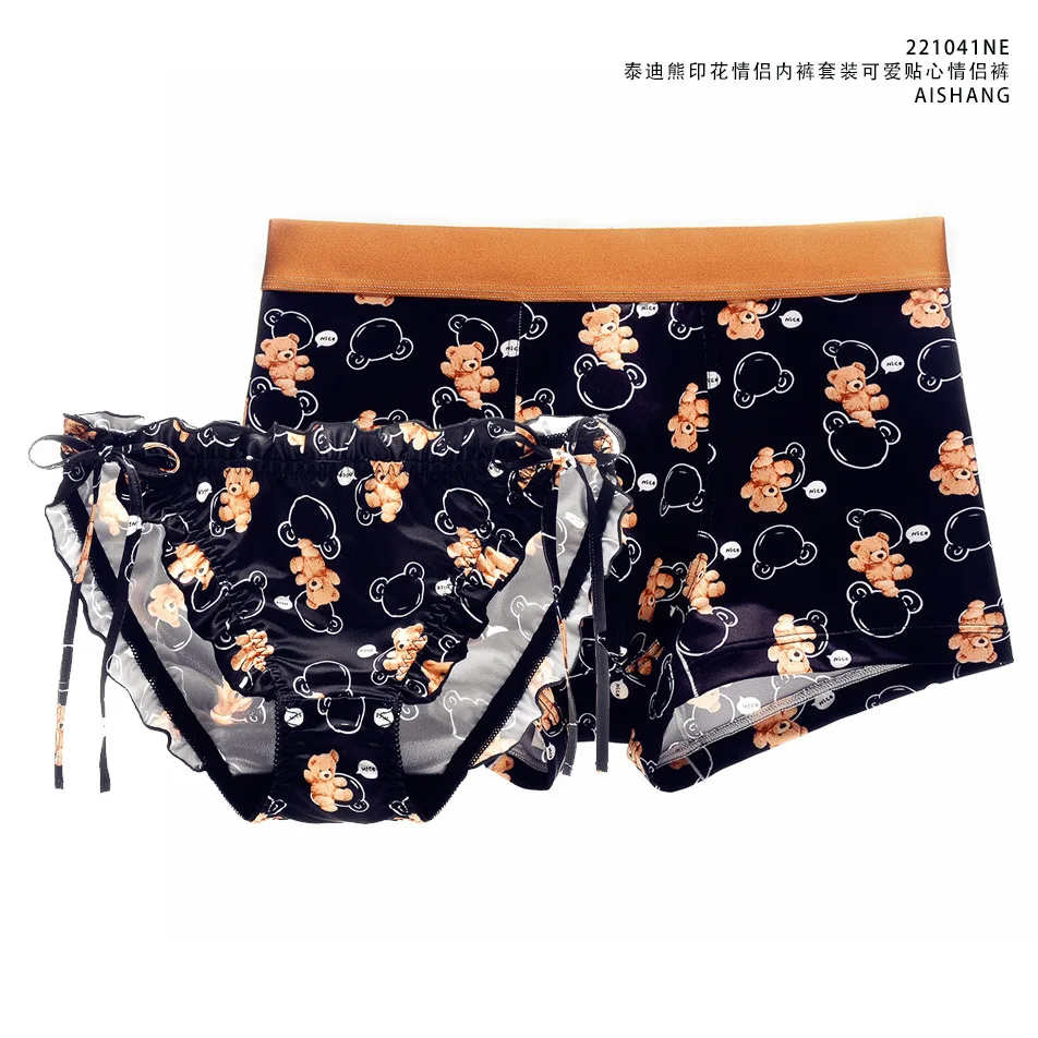 

Couple Underwear Women Briefs Men's Boxers Panties Cartoon Kawaii Bear Elastic Underpants Boy Girl Lovers Femme Lingerie Panties