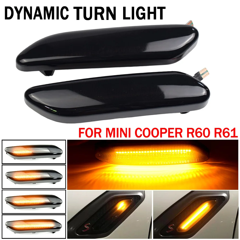 

For BMW MINI R60 R61 COUNTRYMAN PACEMAN Dynamic scroll flashing LED Side Marker Indicator Lamp Turn Signal Fender Lights