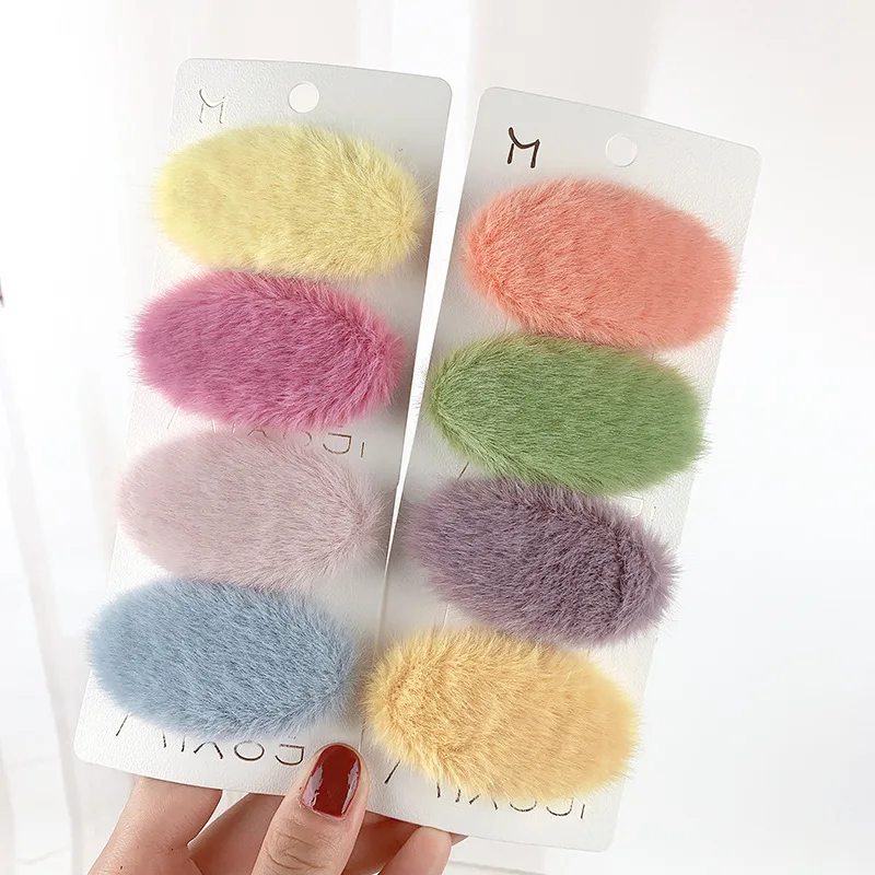 

Korea Winter Plush Hairpin Fashion Solid Color Hair Clips for Girls Women Faux Fur Hair Barrettes Kids Hairpins Hair Accessories