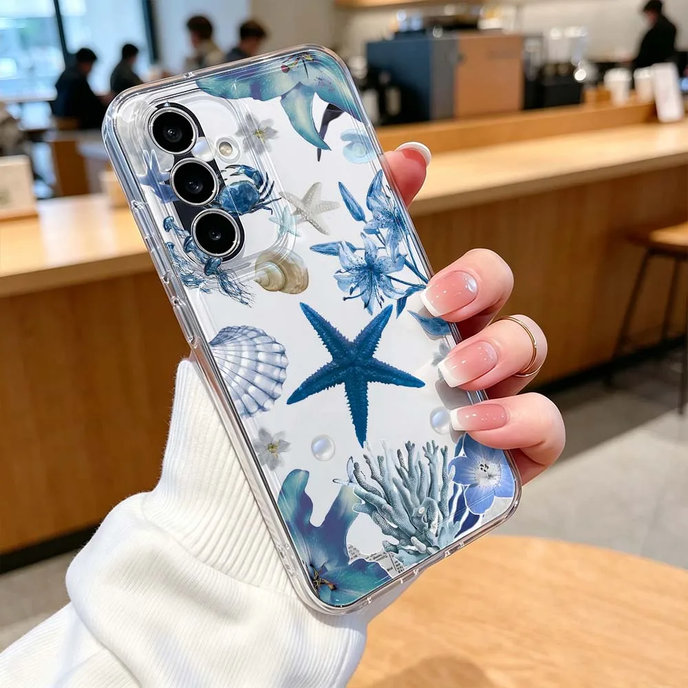 Чехол для телефона с узором «Морской мир» для Samsung Galaxy A71 A57 A56 A55 A54 A53 A51 A17 A16 A07 A06 A05, прозрачный чехол (art.: 3920dce3126aa) - 3920dce3126aa