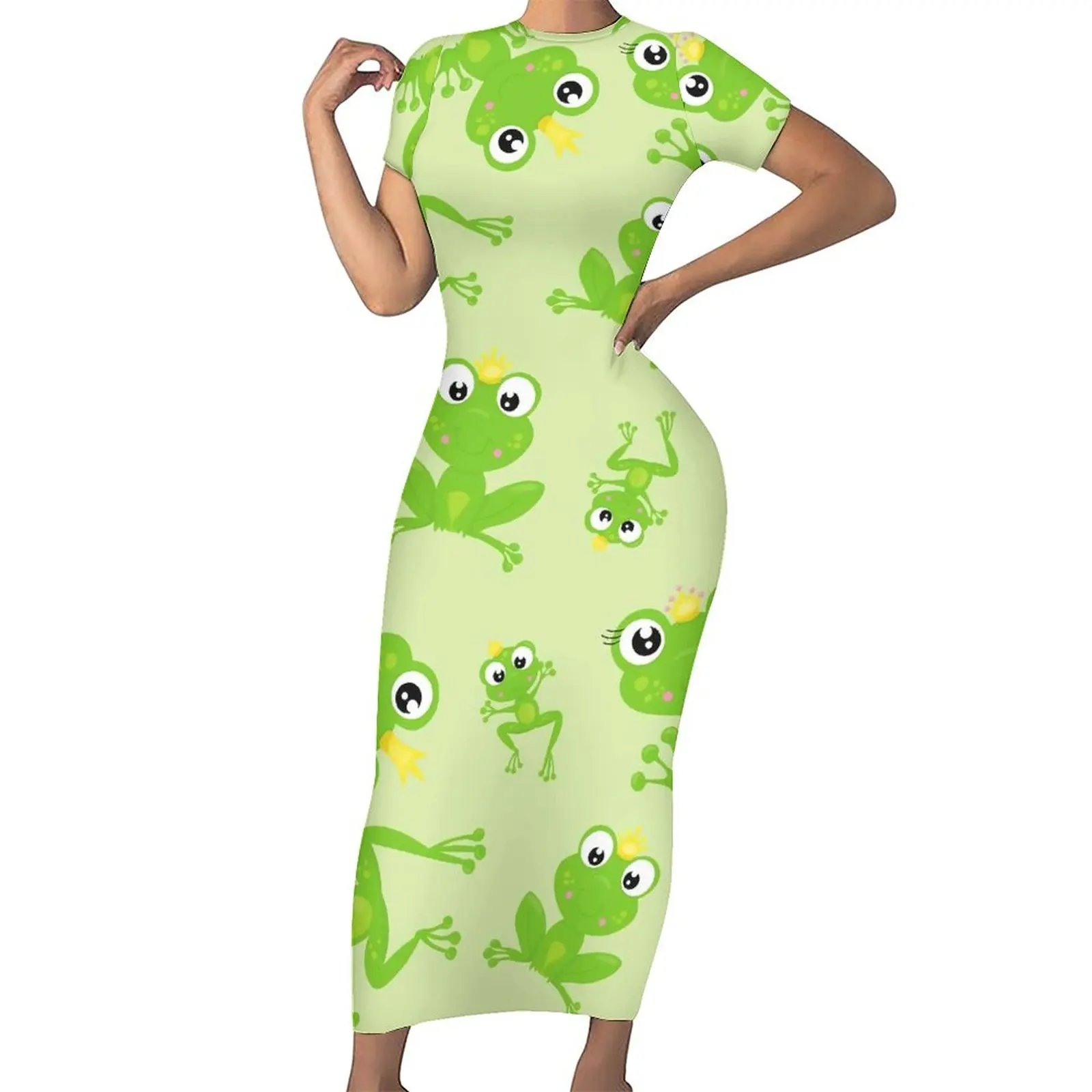 

Женское платье с коротким рукавом и принтом, большие размеры