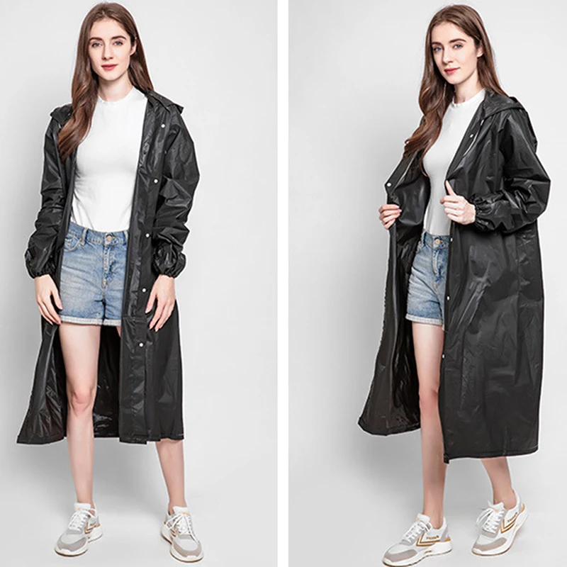 

Fashion PEVA Women Man Raincoat Adult Clear Transparent Camping Hoodie Rainwear Suit Thickened Waterproof Rain Poncho Coat