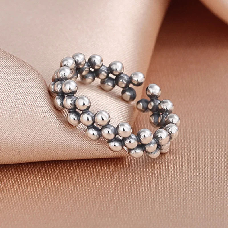 

TULX Adjustable Ring Vintage Ball Rings for Women Open Knuckle Joint Beads Ring Simple Personality Punk Wedding Jewelry