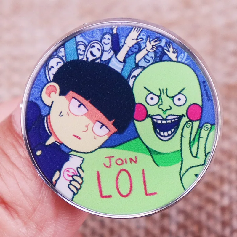 

XM-funny Japanese Inspirational Manga Badge Shigeo Kageyama and Dimple Enamel Pin Fun Metal Badge Accessory
