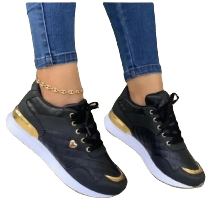 New Spring Autumn Women Shoes Round Toe Platform Low Heel Colorblocking Females Sneakers Fashion Elegant Outer Leisure Shoes