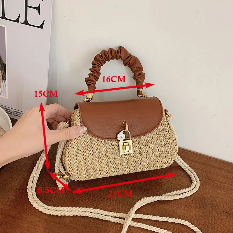 

Fashion Summer straw bag Women Handbags Designer Wicker Woven Hobo Bag tote beach bag PU 2022 Summer New Flap Crossbody Bag