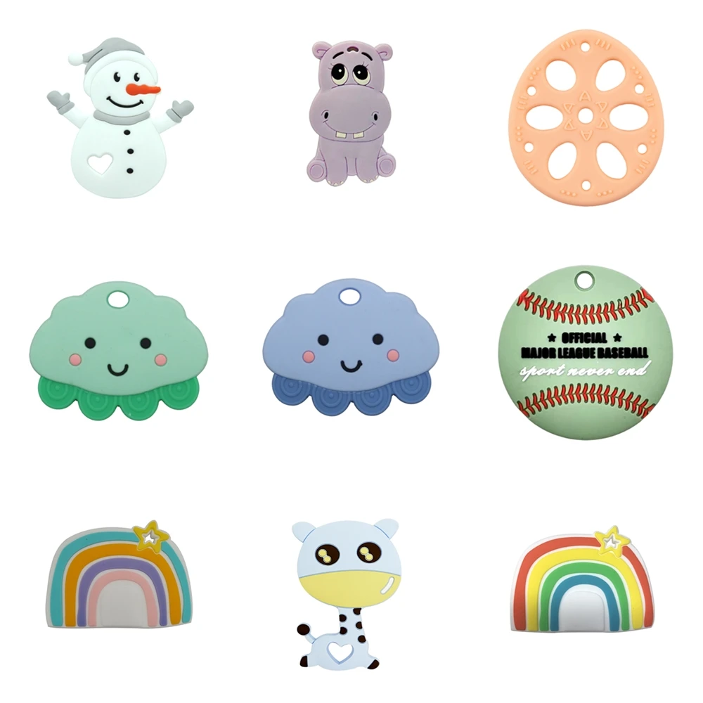 

1pc New Baby Silicone Teether BPA Free Cartoon Cloud Snowman Baby Necklace Pendant Silicone Teether Baby Teeth Care Chewing Toy