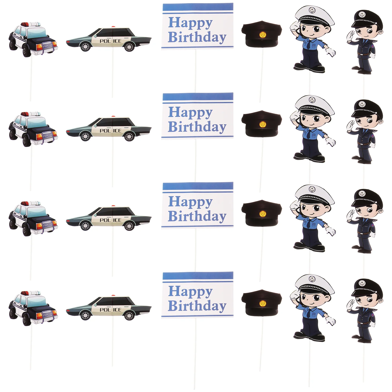 

Police Birthday Cupcake Baby Picks Party Decorations Car Boy Shower Supplies Pick Decoration Toothpick Hat Dessert Sign Officer