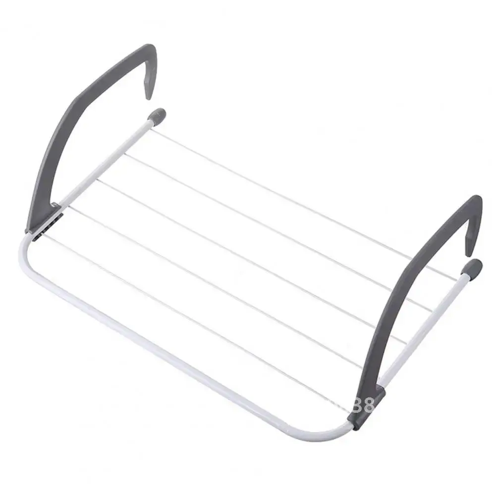 Clothes Laundry Drying Hanger Foldable Windproof Punch-free Non-Slip Radiator Space Saving Shoes Rack Balcony Supply