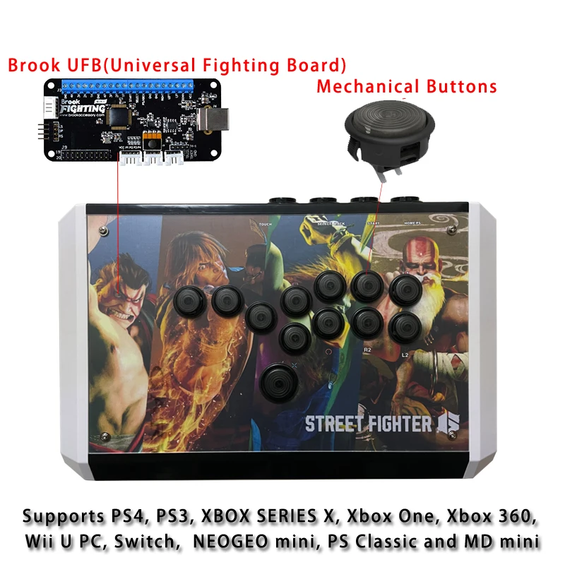 Превосходный контроллер HitBox Fighting Stick с платой Brook UFB поддерживает ПК PS4 Xbox WII Switch