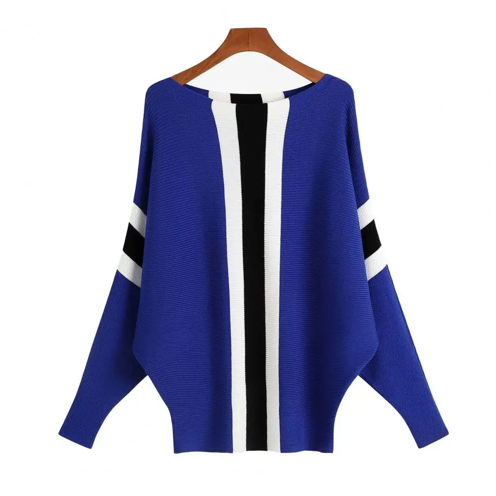 

2023 New Women's Winter Sweater Contrast Color Stripe Printed Knitted Stretch Warm Pullover Casual Cardigan Sweater