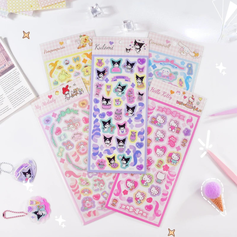 

Sanrio Cartoon Material Book Sticker Handbook Cute Sticker DIY Toy Kawaii My Melody Gift Laptop Decorative Sticker Book