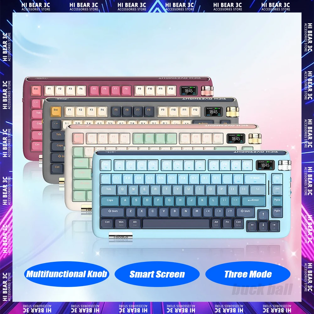 Беспроводная механическая клавиатура FOPATO F75, многофункциональная игровая клавиатура с тремя режимами работы, RGB, 75 клавиш, для Mac и офиса