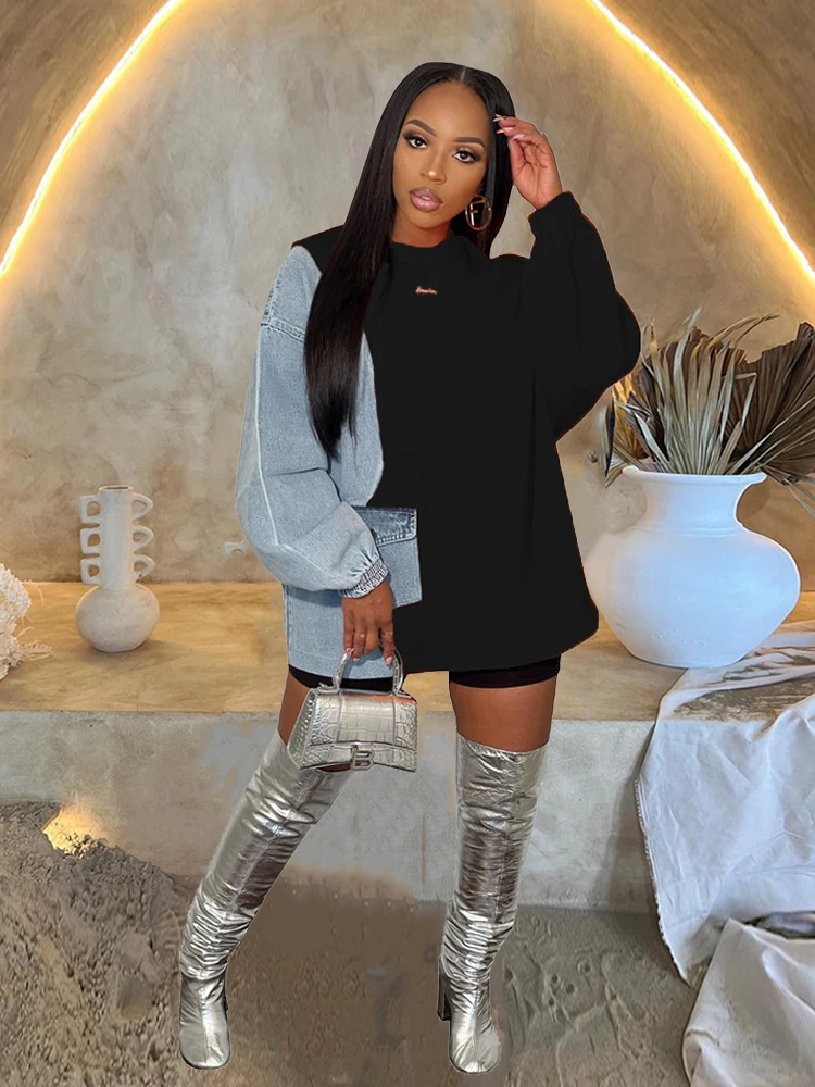 

Новинка весеннее шикарное и элегантное женское платье с длинным рукавом Y2k уличная одежда свободное короткое платье оптовая продажа Прямая поставка