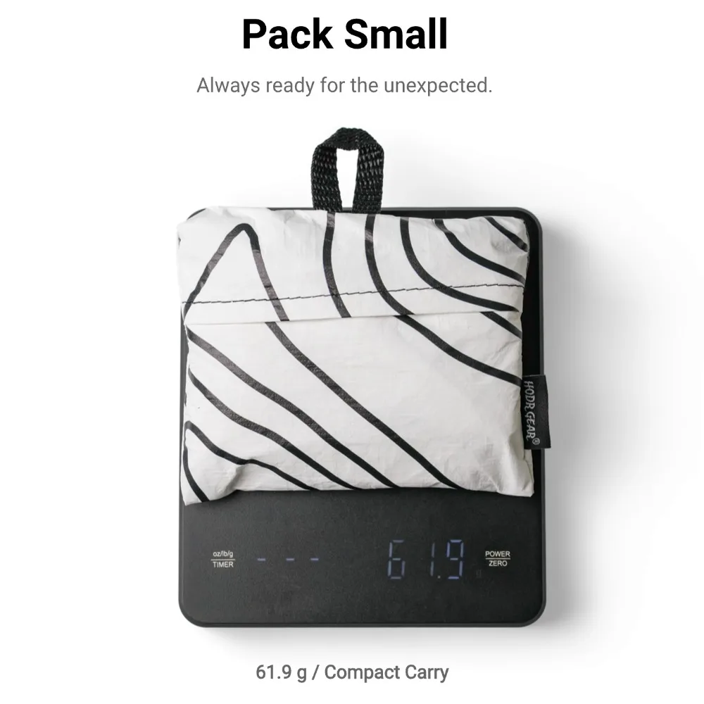 Фото [HODR GEAR] PAPERLITE ™   Сумка-тоут DRIFTTOTE Ultralight 63g, складная, водостойкая, из материала Tyvek ®   Вместимость 8–10 л, компактно складывается для повседневного использования. №2