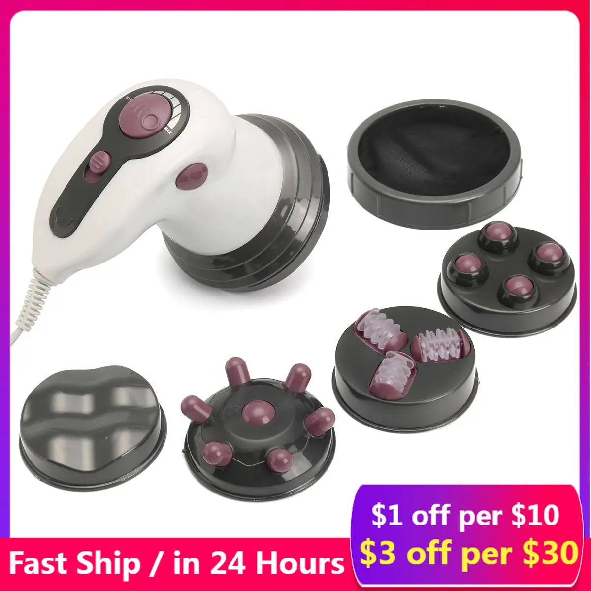 

6 in 1 Full Relax Tone Spin Body Massager 3D Electric Full Body Slimming Massager Roller Cellulite Massaging Smarter Device