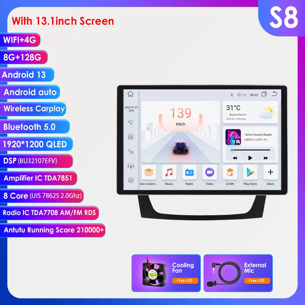 

głosem 2 Din Android 13 Car Radio QLED Screen dla Mercedes Benz E-class W211 E200 E220 E300 E350 E240 E270 E280 W219 Carplay Stereo RDS