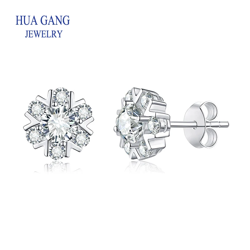 

Plated 925 Sterling Silver Classic Snow Stud Earrings made with VVS1 D Color Round 0.5CT Moissanite for Women for Men