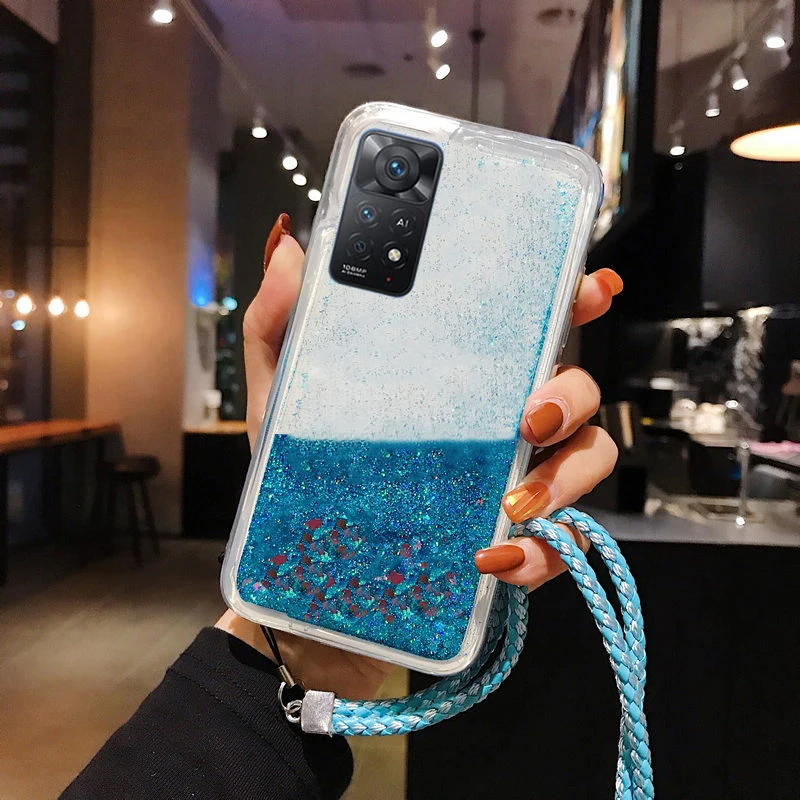 Фото Чехол из жидкого силикона с блестками для Xiaomi Redmi Note 12 11 11S 10 10S 9 9S 8 8T 7 6 5 Pro 4G №3