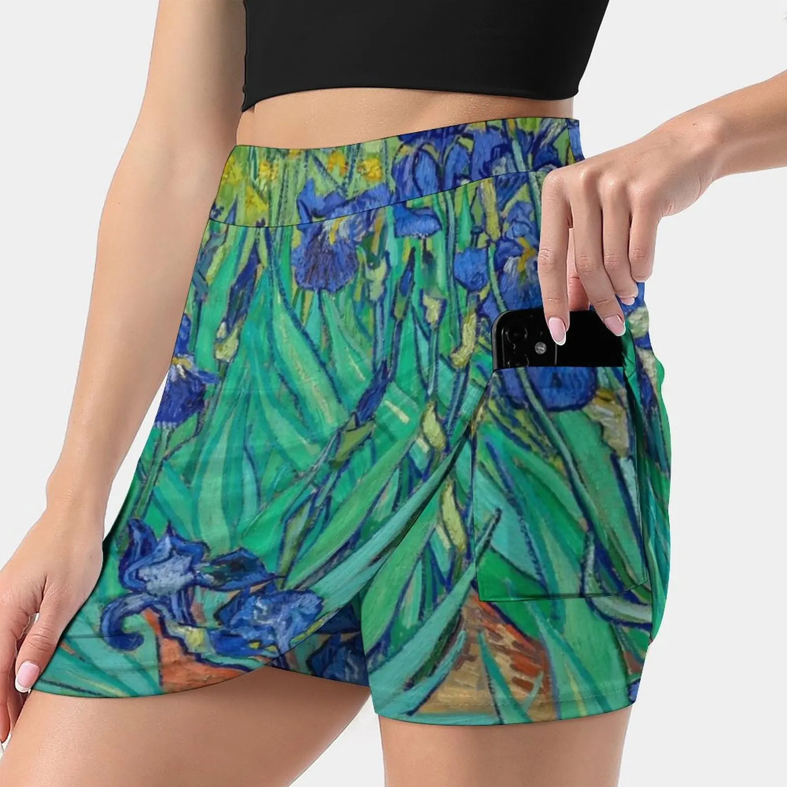 

Irises-Vincent Van Gogh Women's skirt With Hide Pocket Tennis Skirt Golf Skirts Badminton Skirts Running skirts Irises Van Gogh