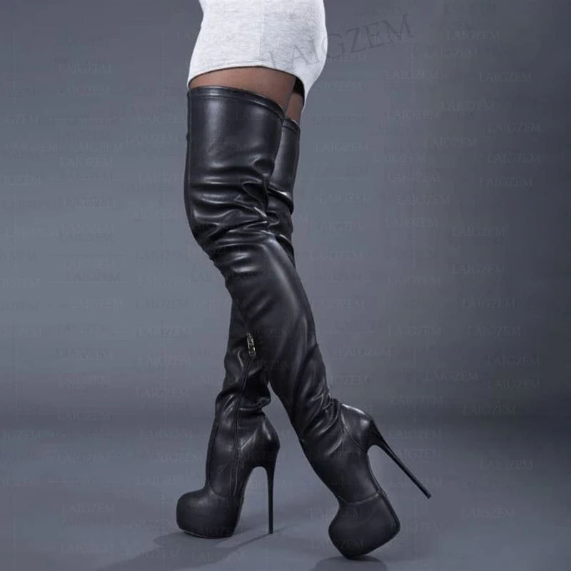 

Женские ботфорты на платформе, с круглым носком, на молнии сбоку