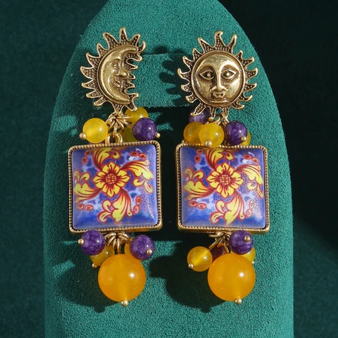 Серьги-капельки LOVE GREEN LIVE GREEN из меди с камнями