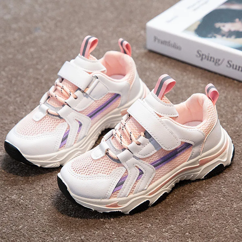 

Детские кроссовки для бега, сетчатые дышащие, Нескользящие, износостойкие, легкая повседневная обувь на мягкой подошве для девочек и мальчи...