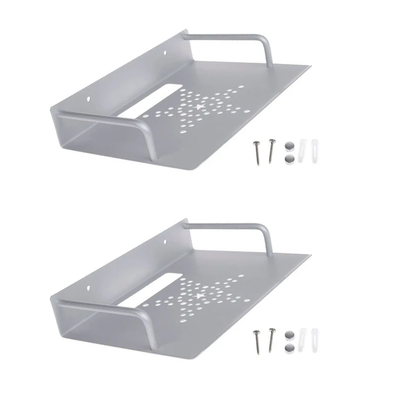 

2X Wall Mount Storage TV Box Router Shelf Set-Top Box Bracket Holder Mini PC DVD Player Stand Rack Aluminum Single-Layer