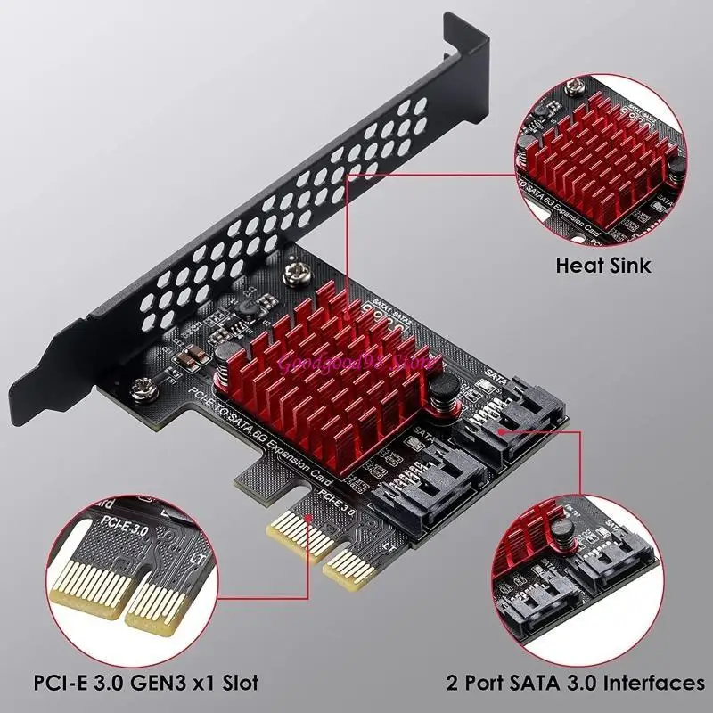 Фото 2-портовая карта расширения PCI-E GEN3, 6 Гбит/с, двойной адаптер sata3.0 Fast PCIE, чип JMICRON + чип JMB582, полная №4