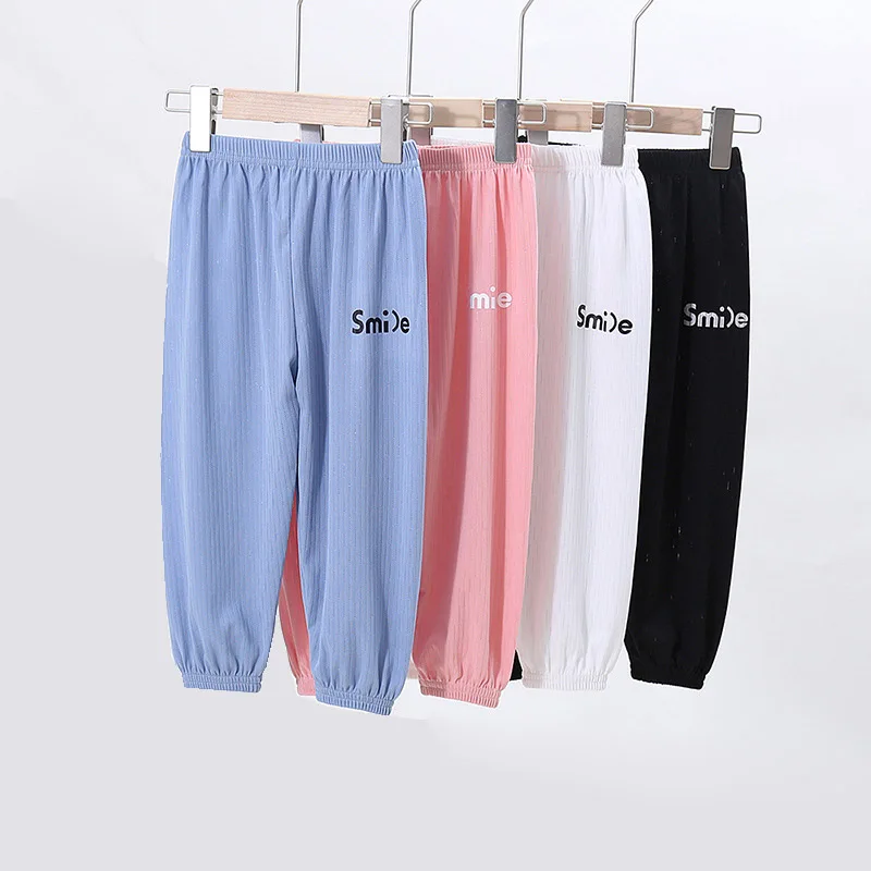 

Новые летние штаны для защиты от комаров для малышей, детские тонкие однотонные мягкие хлопковые повседневные шаровары из ледяного шелка д...