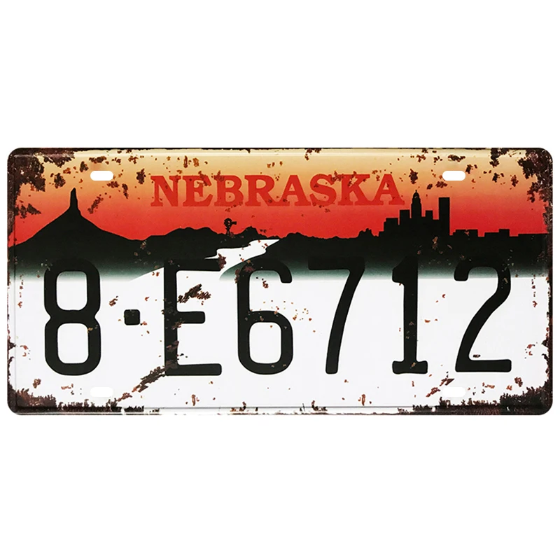 

USA Florida UK Car License Rusted Vintage Number Plate Signs Garage Car Club Bar Cafe Pin Up Tin Sign Metal Plaques Wall Decor