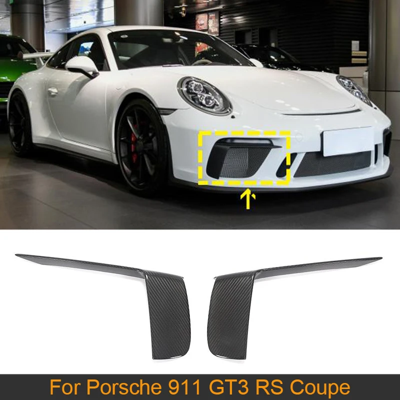 

Сухой углеродный автомобильный передний бампер, воздухозаборная накладка на вентиляционное отверстие, крышка для Porsche 911 Gt3 RS Coupe 2 Door 2017 2018, передняя фотоотделка