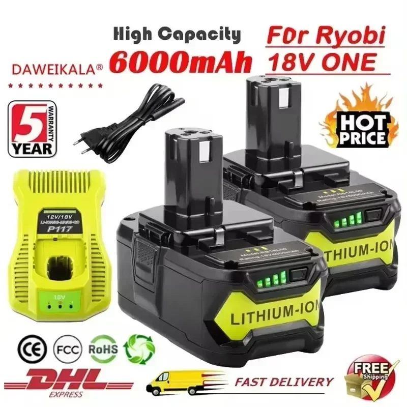 6Ah для RYOBI P108 18 V One + Plus аккумулятор Вольт литий-ионные электроинструменты P104 P107